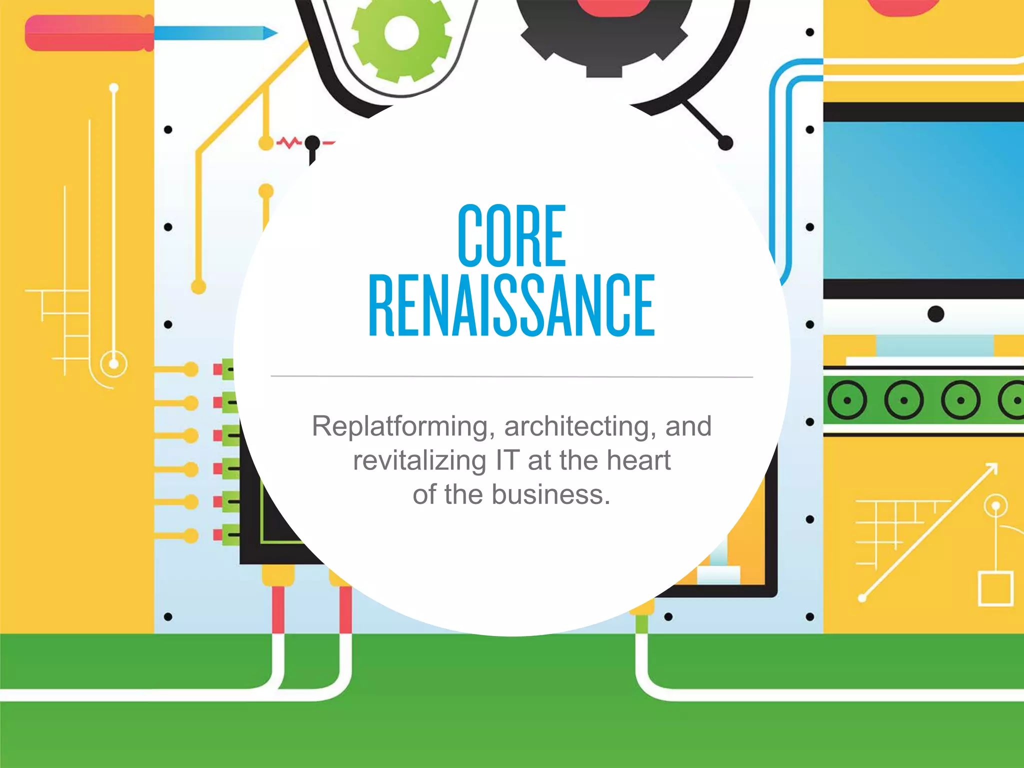 Replatforming, architecting, and
revitalizing IT at the heart
of the business.
 