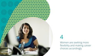 4
Women are seeking more
flexibility and making career
choices accordingly
 