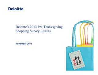 Deloitte’s 2013 Pre-Thanksgiving
Shopping Survey Results

November 2013

 