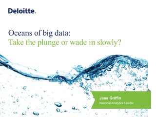 Oceans of big data:
Take the plunge or wade in slowly?
Jane Griffin
National Analytics Leader
 