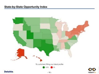 - 16 -
DeloittePPTTemplate.pptx
State-by-State Opportunity Index
100% 0%
% customers fitting our ideal profile
 