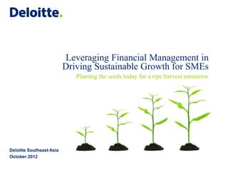 Leveraging Financial Management in
                          Driving Sustainable Growth for SMEs
                             Planting the seeds today for a ripe harvest tomorrow




Deloitte Southeast Asia
October 2012
 