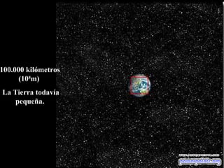 100.000 kilómetros (10 8 m)  La Tierra todavía pequeña. 