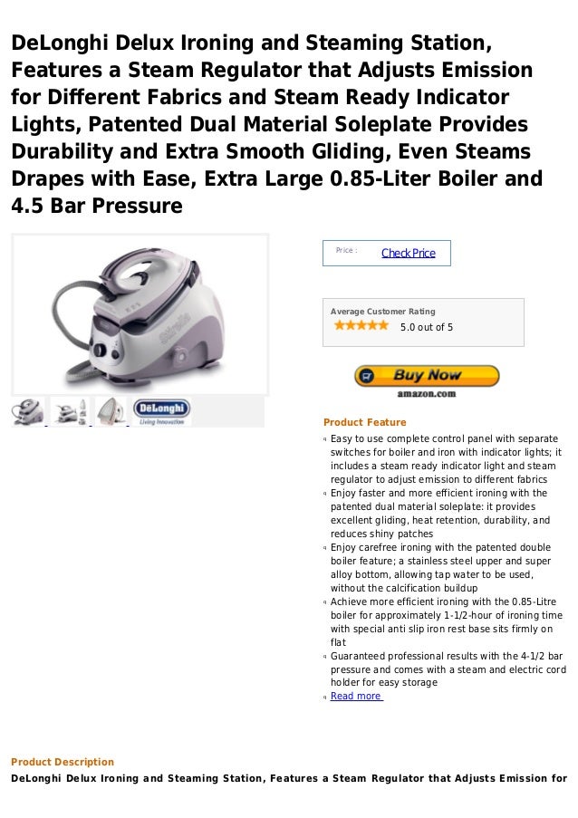 De longhi delux ironing and steaming station, features a steam