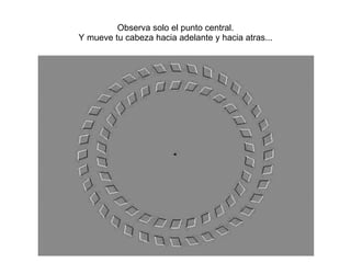 Observa solo el punto central. Y mueve tu cabeza hacia adelante y hacia atras... 