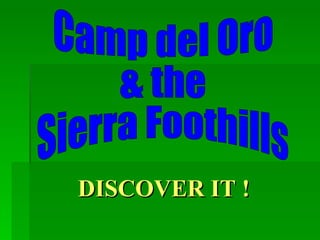 Camp del Oro & the Sierra Foothills DISCOVER IT ! 