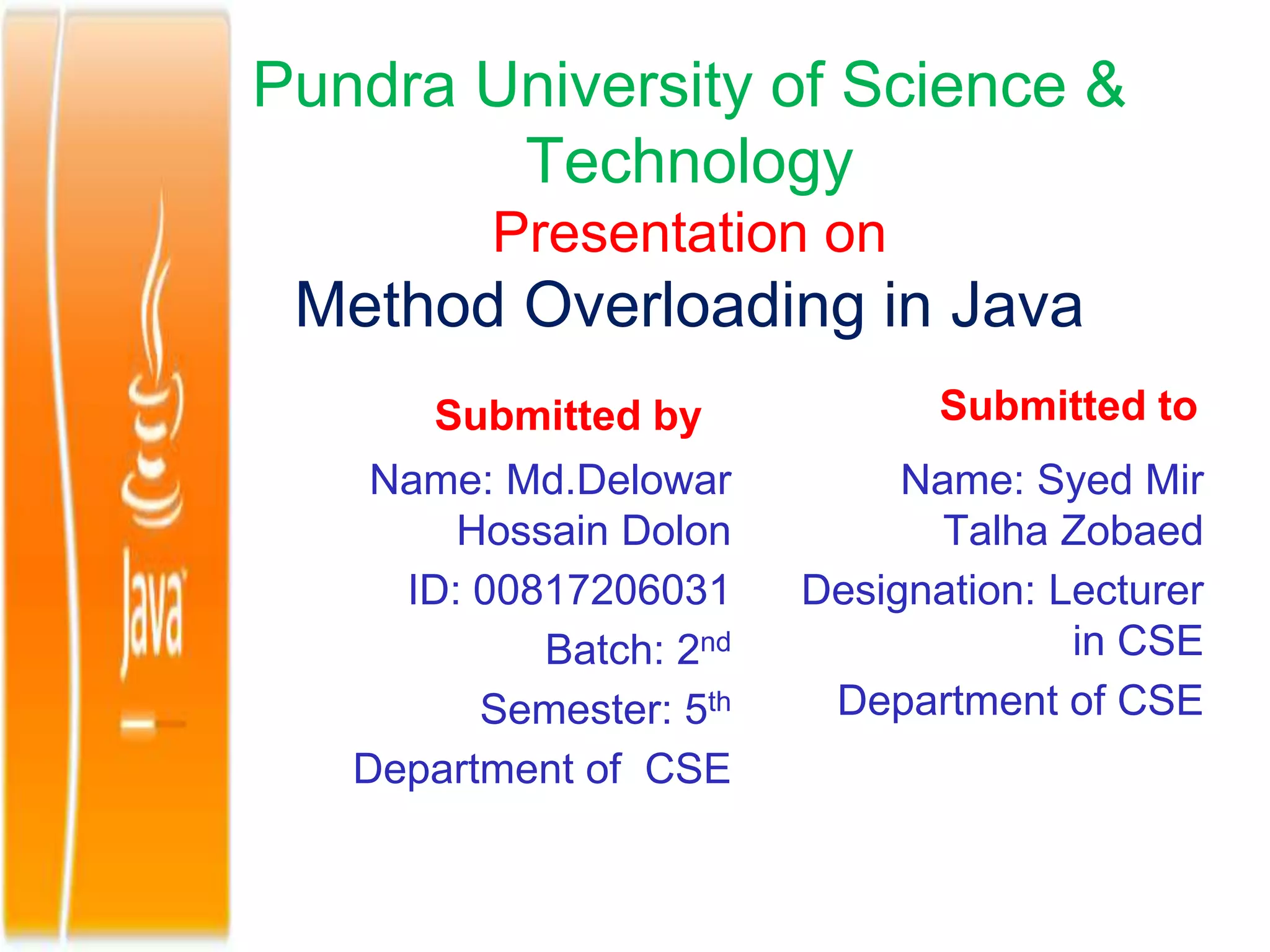 Method Overloading in Java | PPT