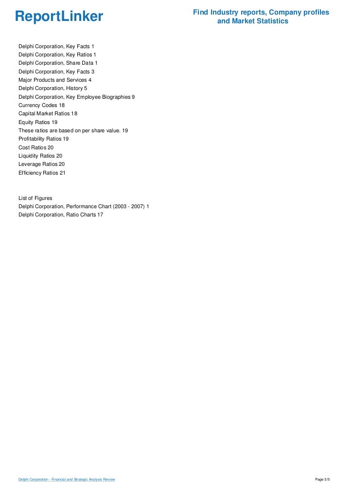 Delphi Corporation - Financial and Strategic Analysis ReviewDelphi Corporation - Financial and Strategic Analysis Review