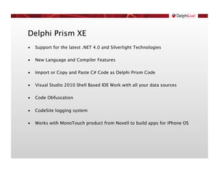 Delphi Prism for iPhone/iPad and Linux with Mono and Monotouch | PDF