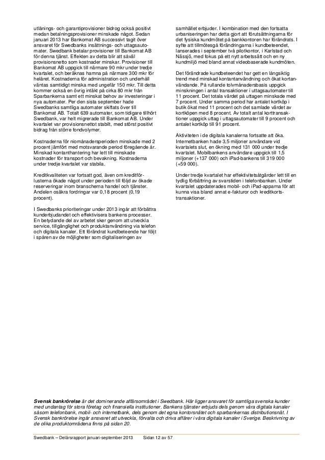 Swedbanks Delarsrapport Kv3 2013
