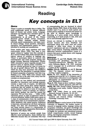 International Training                                       Cambridge Delta Modules
          International House Buenos Aires                                        Module One


                                             Reading




A   M E M B E R   O F   T H E   I N T E R N AT I O N A L   H O U S E    W O R L D   O R G A N I S A T I O N
 