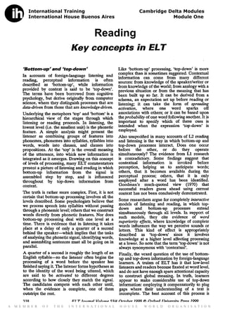 International Training                                       Cambridge Delta Modules
          International House Buenos Aires                                        Module One


                                             Reading




A   M E M B E R   O F   T H E   I N T E R N AT I O N A L   H O U S E    W O R L D   O R G A N I S A T I O N
 
