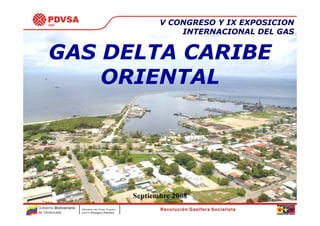 V CONGRESO Y IX EXPOSICION
                                                                 INTERNACIONAL DEL GAS


     GAS DELTA CARIBE
         ORIENTAL




                                                      Septiembre 2008
Gobierno Bolivariano   Ministerio del Poder Popular
de Venezuela           para la Energía y Petróleo                                   No. 1
 