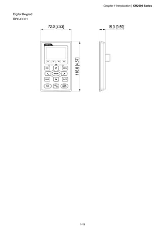 Chapter 1 IntroductionCH2000 Series
1-19
Digital Keypad
KPC-CC01
 