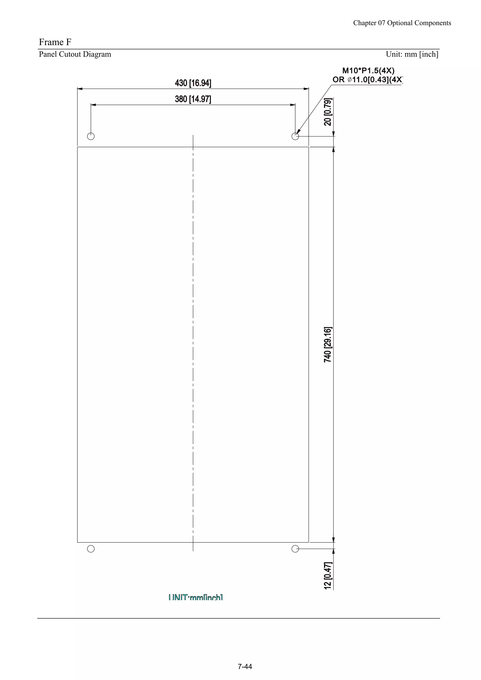 Chapter 07 Optional Components
7-44
Frame F
Panel Cutout Diagram Unit: mm [inch]
 