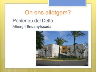 On ens allotgem?
Poblenou del Delta.
Alberg l’Encanyissada.
 