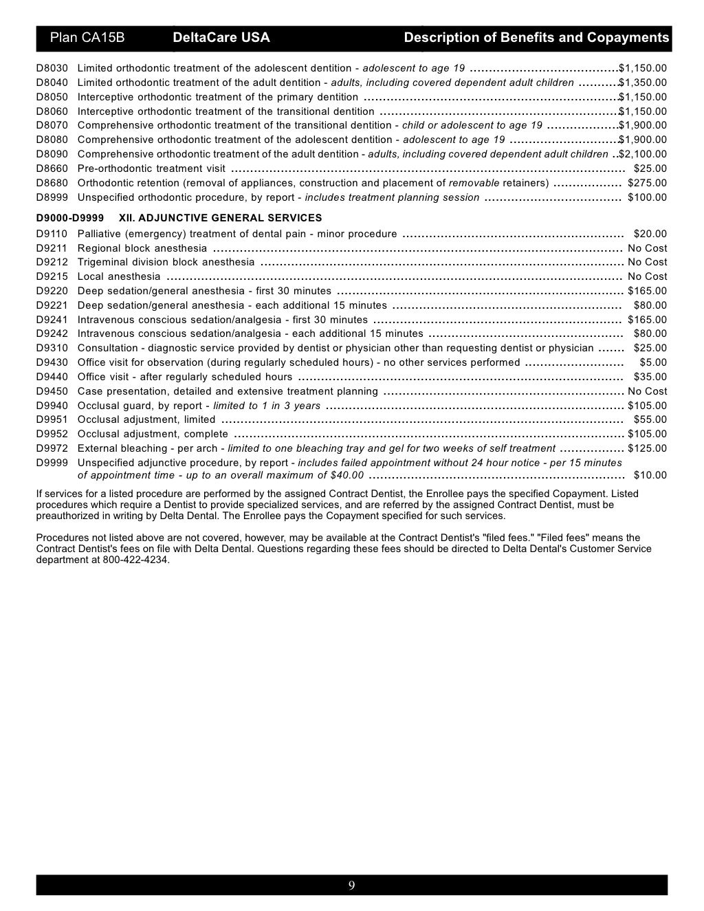 DeltaDental Fee Schedule CA