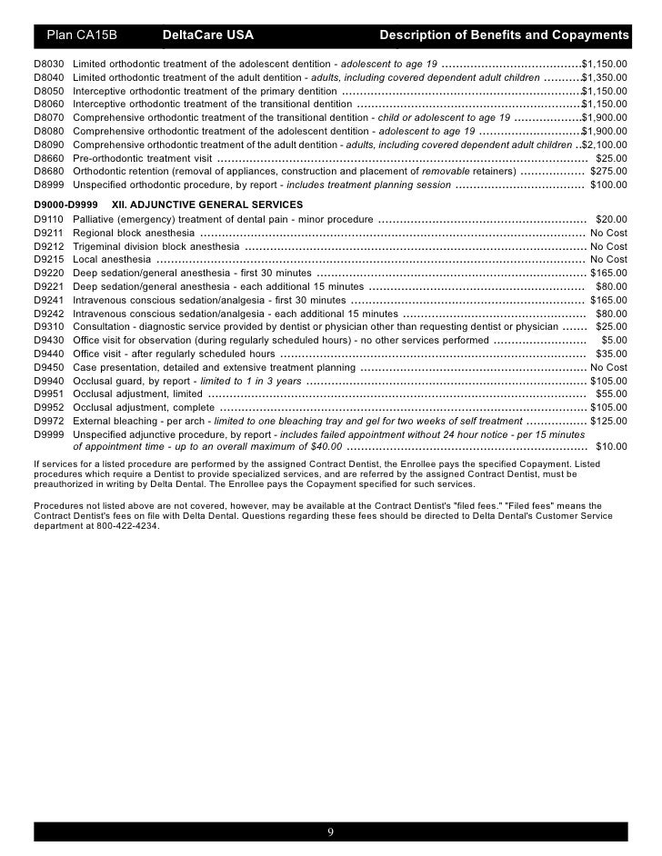 DeltaDental Fee Schedule CA