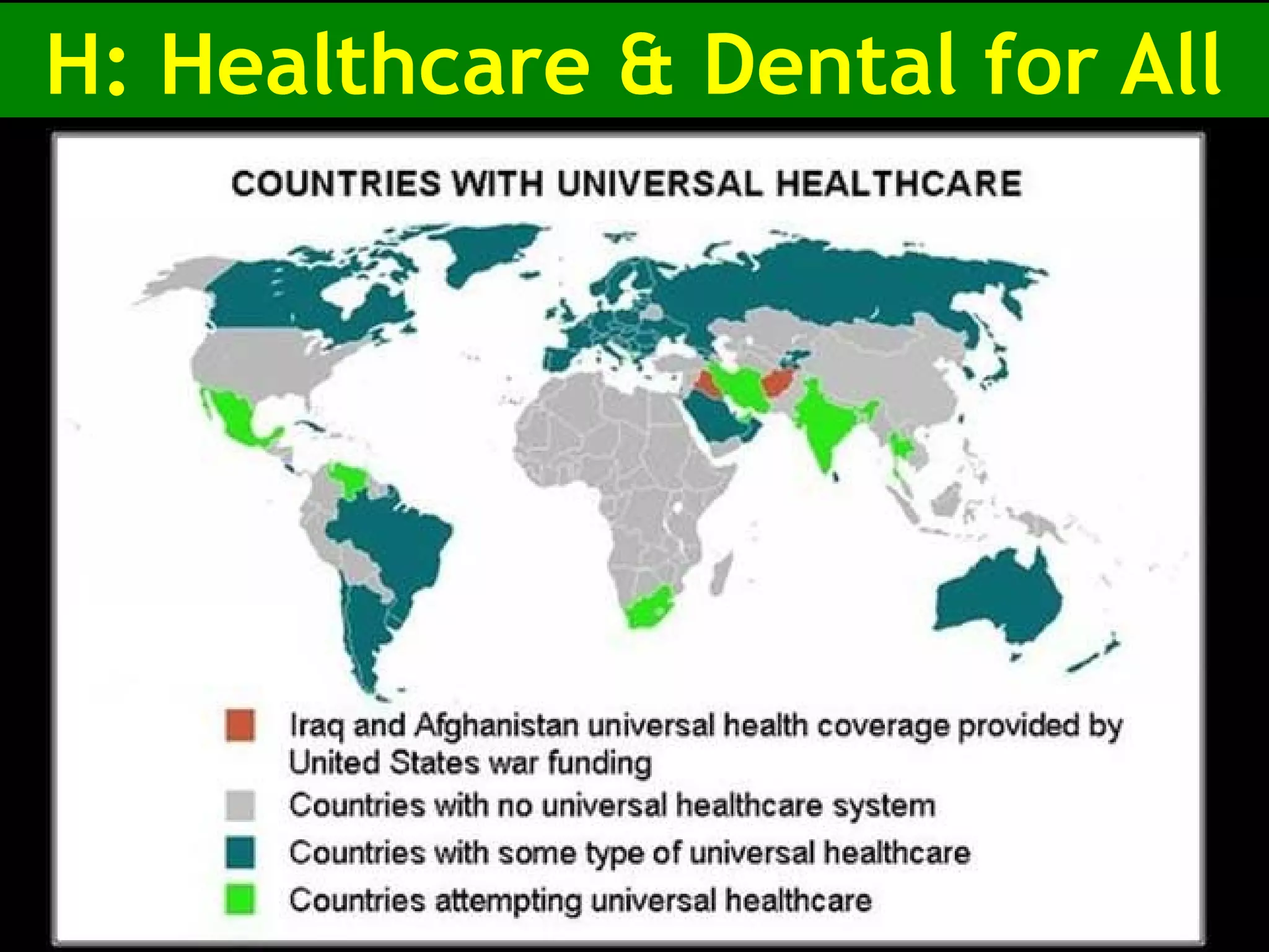 H: Healthcare & Dental for All
 