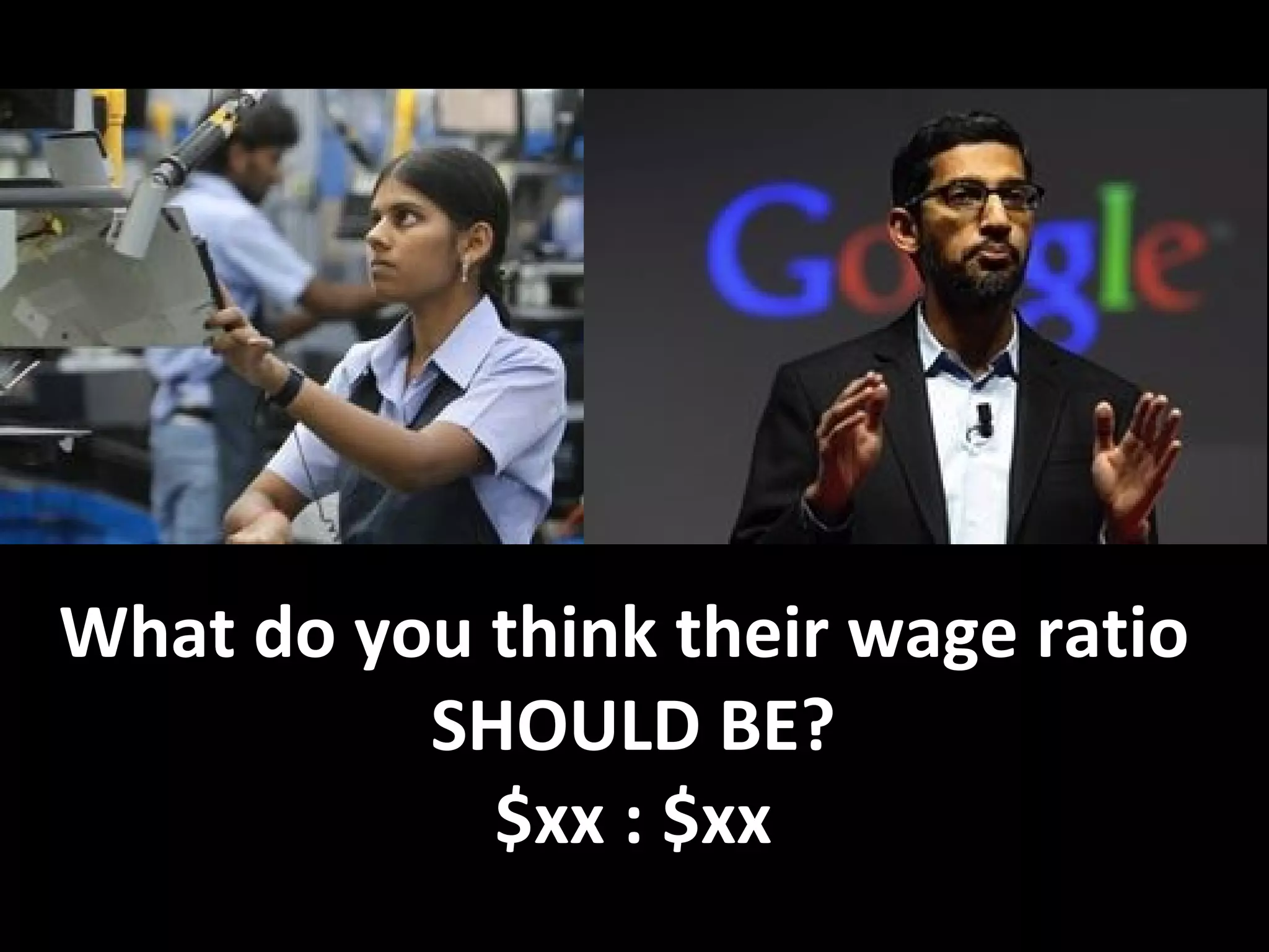 What do you think their wage ratio
SHOULD BE?
$xx : $xx
 