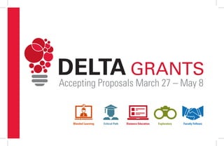 Blended Learning Critical Path ExploratoryDistance Education Facutly Fellows
Accepting Proposals March 27 – May 8
 