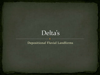 Depositional Fluvial Landforms
 