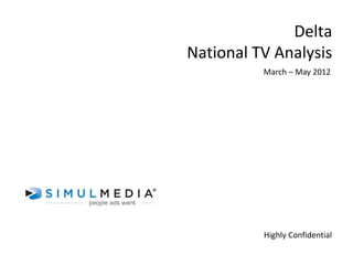 Delta
National TV Analysis
          March – May 2012




          Highly Confidential
 