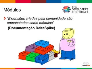 Globalcode – Open4education
Módulos
“Extensões criadas pela comunidade são
empacotadas como módulos”
(Documentação DeltaSpike)
 