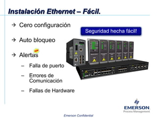 Instalación Ethernet – Fácil.  Cero configuración Auto bloqueo Alertas  Falla de puerto Errores de Comunicación Fallas de Hardware Seguridad hecha fácil! 
