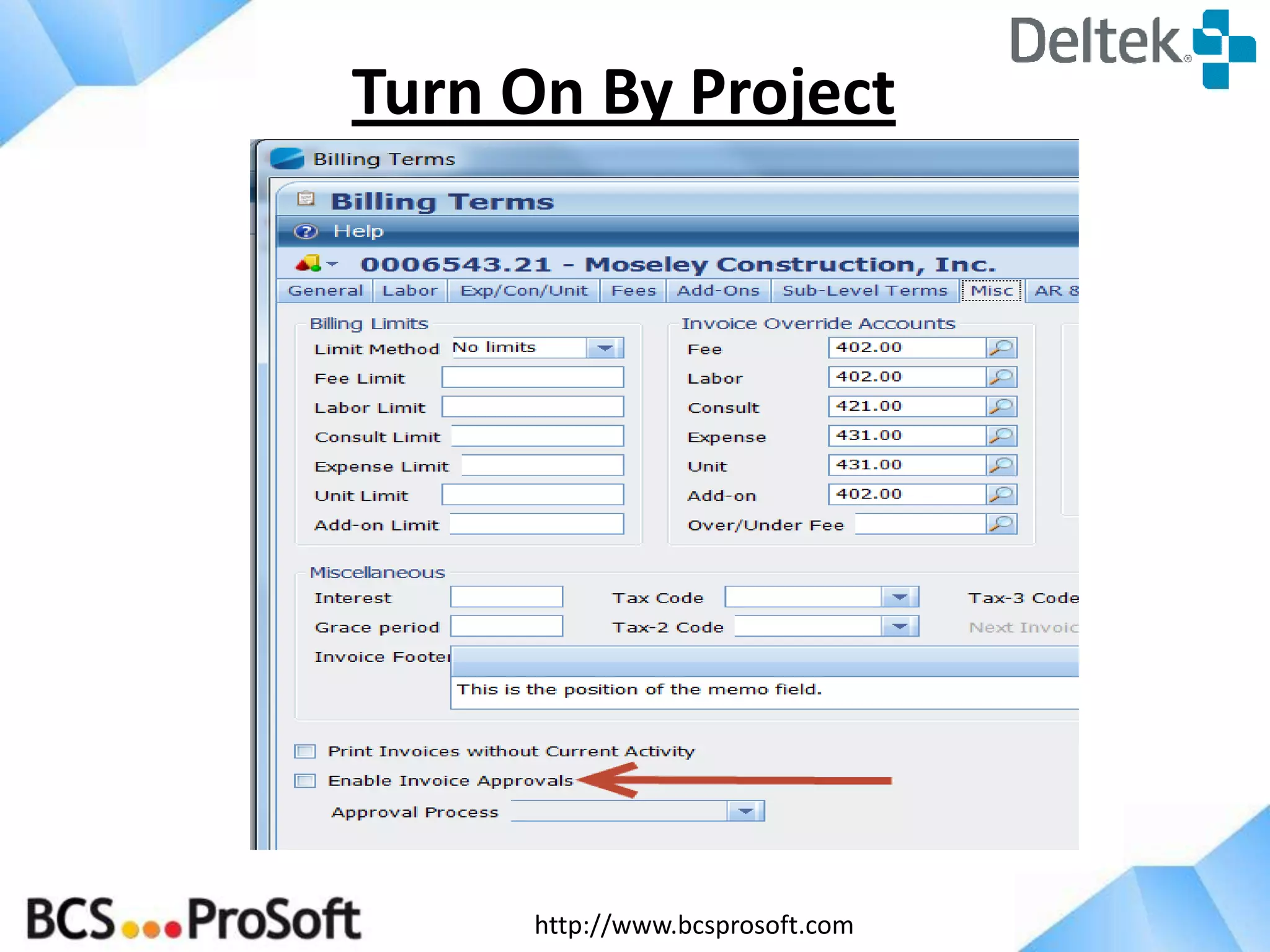 http://www.bcsprosoft.com
Turn On By Project
 