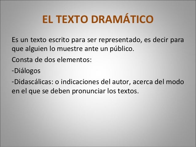 Del Texto Dramático al hecho teatral