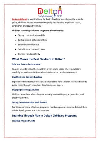 Absord Program Delton Childcare: What Parents Should Know When Choosing the Best ...