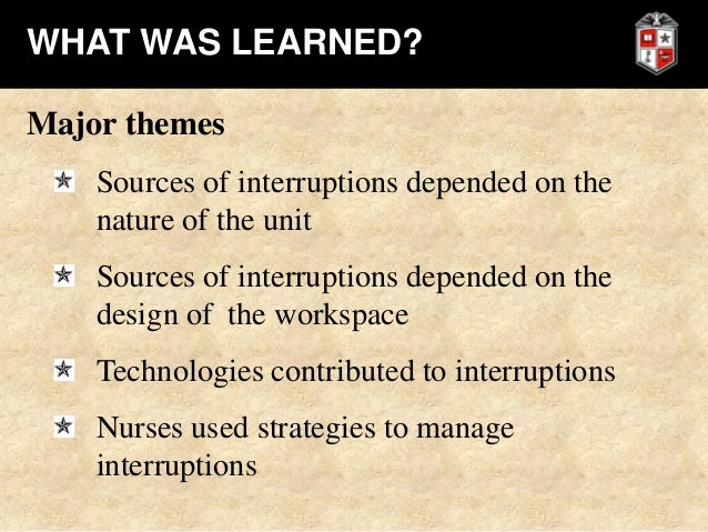 Interruptions & Cognitive Processes in Nursing: Review, Analysis, Rec…