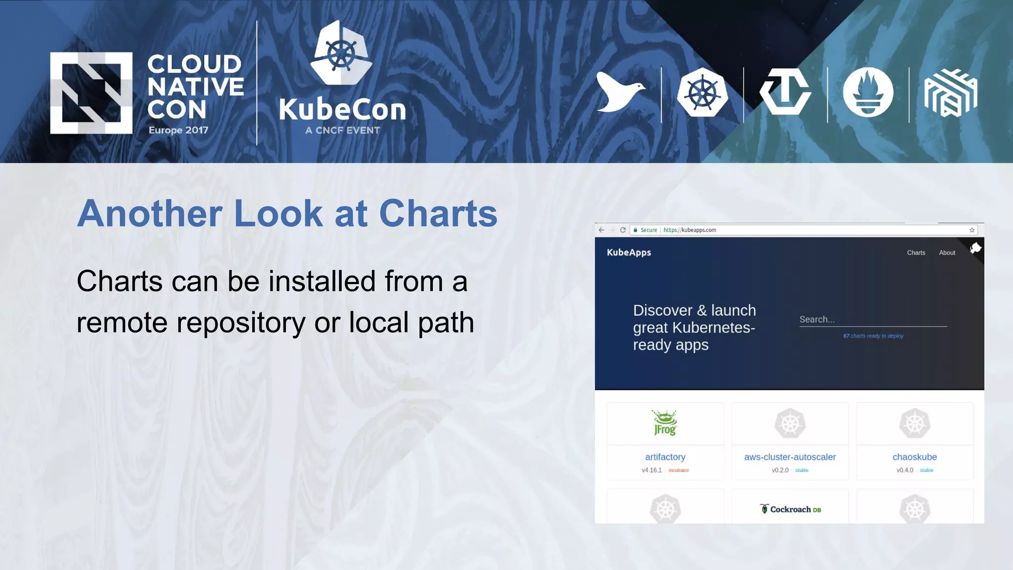 Another Look at Charts
Charts can be installed from a
remote repository or local path