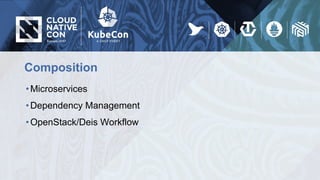 Composition
•Microservices
•Dependency Management
•OpenStack/Deis Workflow
 