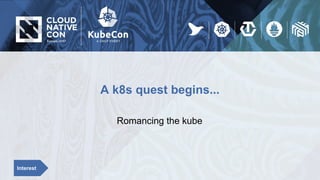 A k8s quest begins...
Romancing the kube
Interest
 