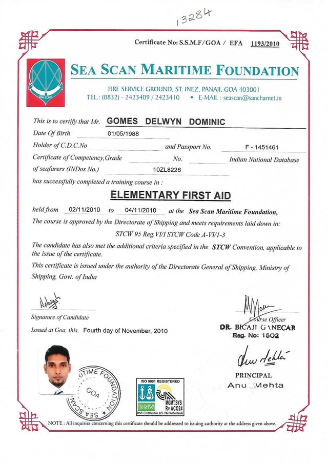 Delwyn certification safety-stcw-fpff_pssr_pst_efa | PDF