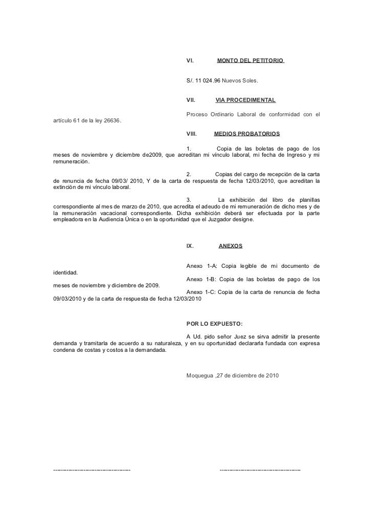 Demanda de cobro de beneficios sociales