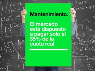 Mantenimiento.
El mercado
está dispuesto
a pagar solo el
35% de la
cuota real
 