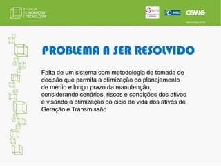 PROBLEMA A SER RESOLVIDOSOs problemas a serem resolvidos consistem em evitar o seguinte: Impossibilidade de atendimento de grandes cargas industriais;Problemas de flicker, afundamento de tensão, desligamento de motores e danos a equipamentos  eletrônicos sensíveis a oscilações bruscas de tensão (como máquinas de malharias que usam motores de passo).