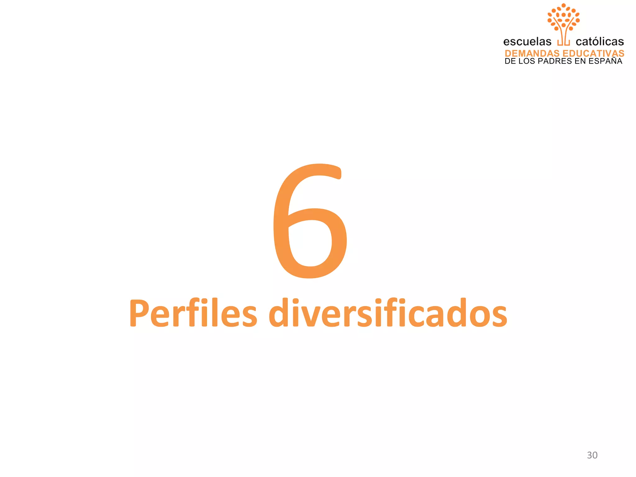 DEMANDAS EDUCATIVAS
DE LOS PADRES EN ESPAÑA
Perfiles diversificados
6
30
 