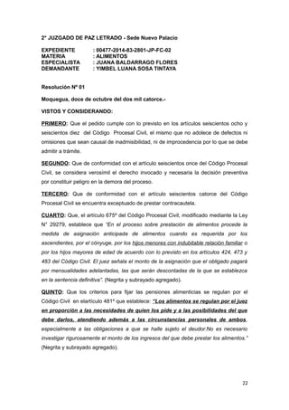 2° JUZGADO DE PAZ LETRADO - Sede Nuevo Palacio 
EXPEDIENTE : 00477-2014-83-2801-JP-FC-02 
MATERIA : ALIMENTOS 
ESPECIALIST...