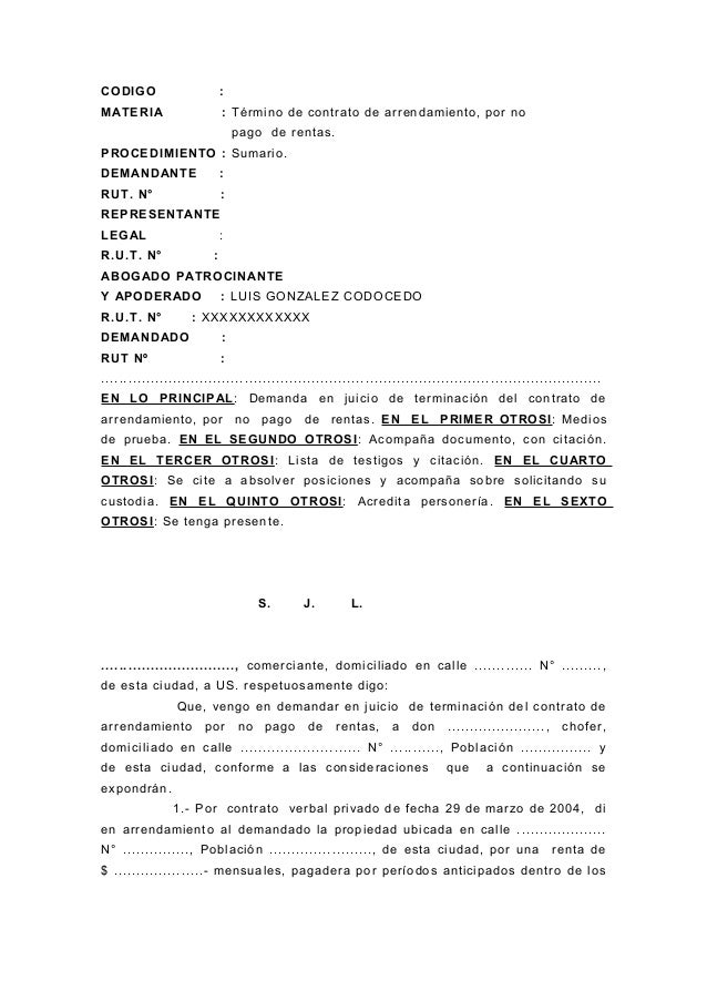 Demanda termino contrato de arrendamiento y absolucion (uda)