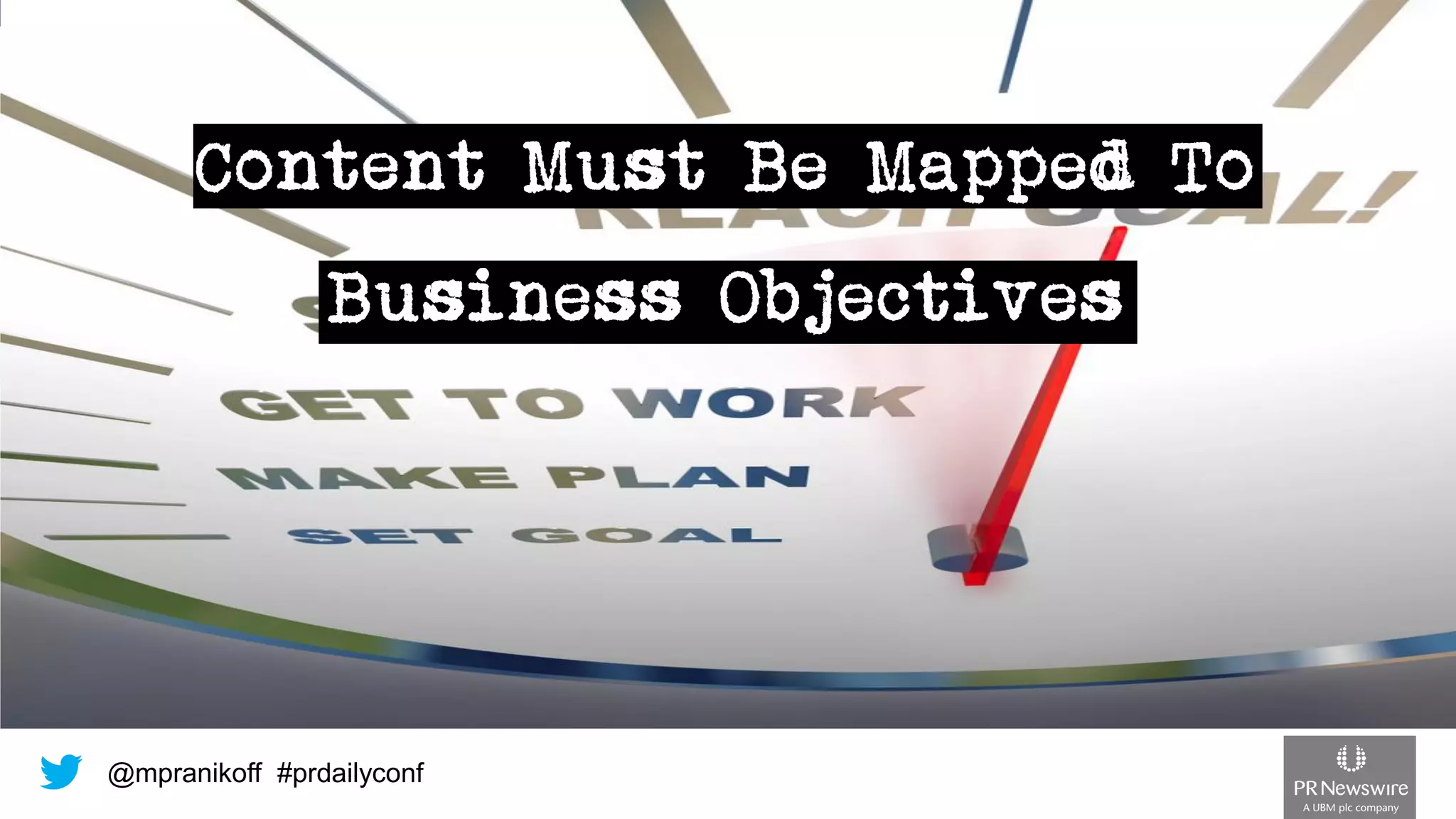 @mpranikoff#prdailyconfContent Must Be Mapped ToBusiness Objectives  