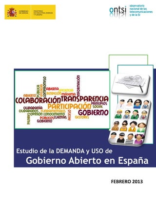 Estudio de la DEMANDA y USO de
Gobierno Abierto en España
FEBRERO 2013
 
