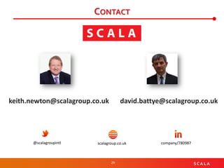 29 S C A L A
CONTACT
keith.newton@scalagroup.co.uk david.battye@scalagroup.co.uk
@scalagroupintl scalagroup.co.uk company/780987
 