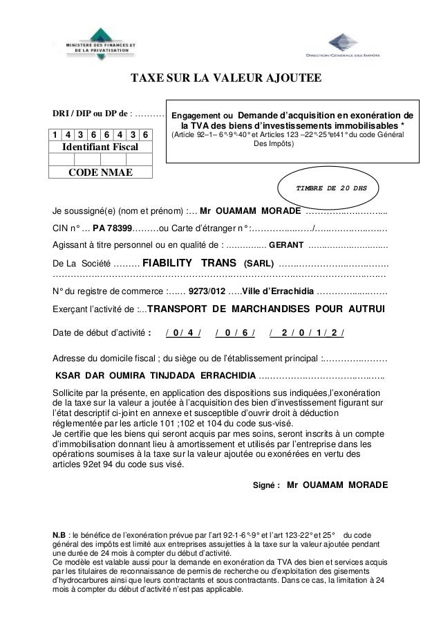 demande d attestation fiscale maroc