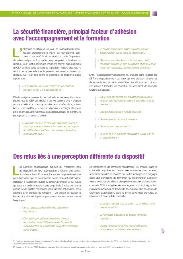 Le Contrat de sécurisation professionnelle (CSP) vu par les licenciés…