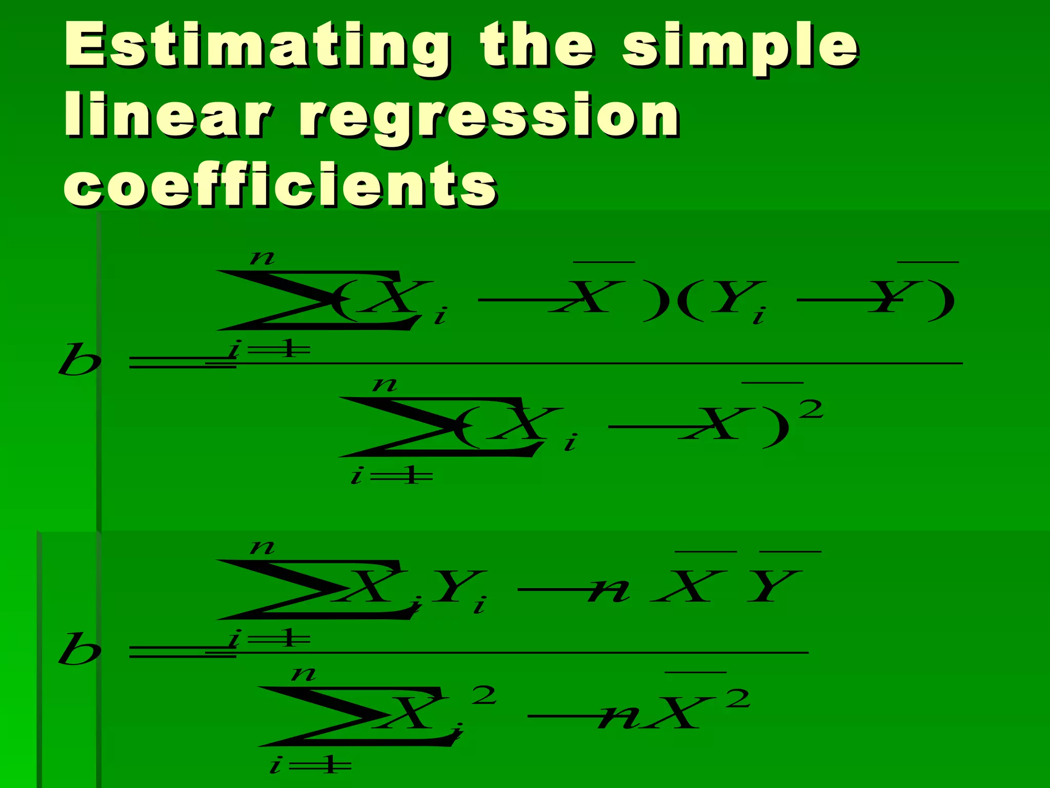 Estimating the simple linear regression coefficients 