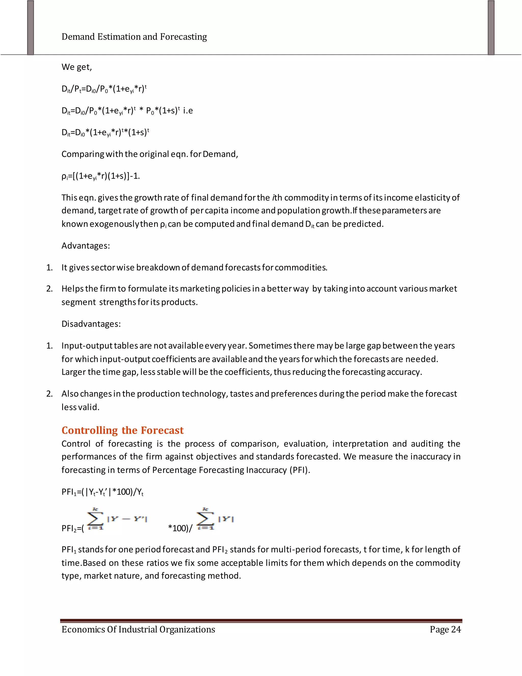 Demand estimation and forecasting